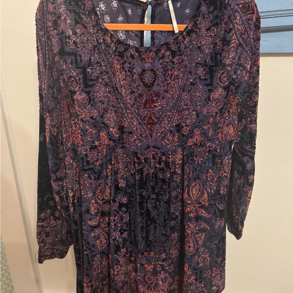Free People Purple and Red Velvet Tunic